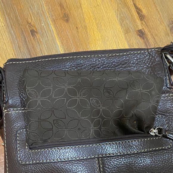 REHAB Fossil Brown Leather Crossbody Bag. Thread loose with fading on the front - Picture 10 of 13